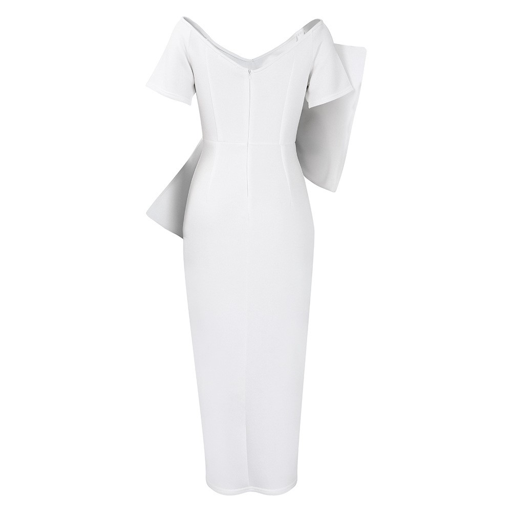 Big Bow Split Hip Wrap Dress