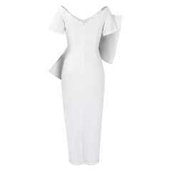 Big Bow Split Hip Wrap Dress