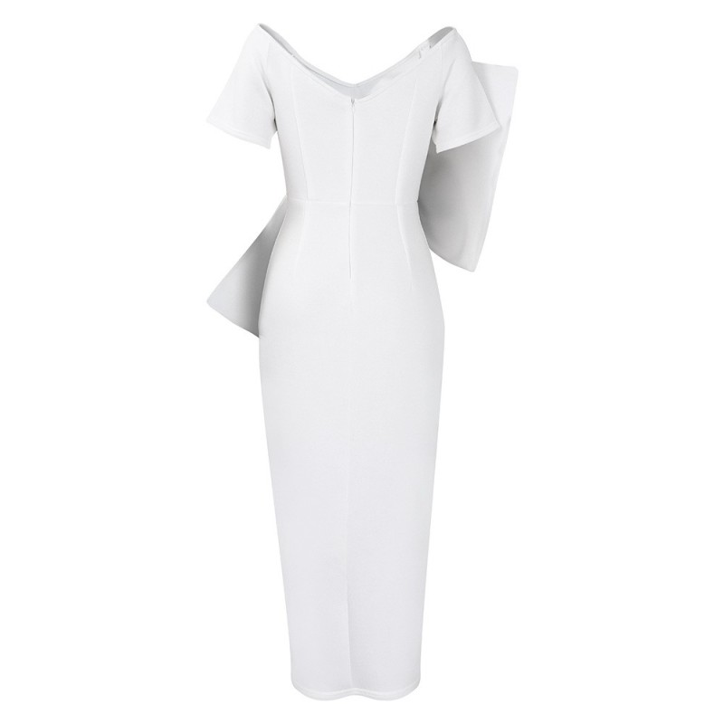 Big Bow Split Hip Wrap Dress