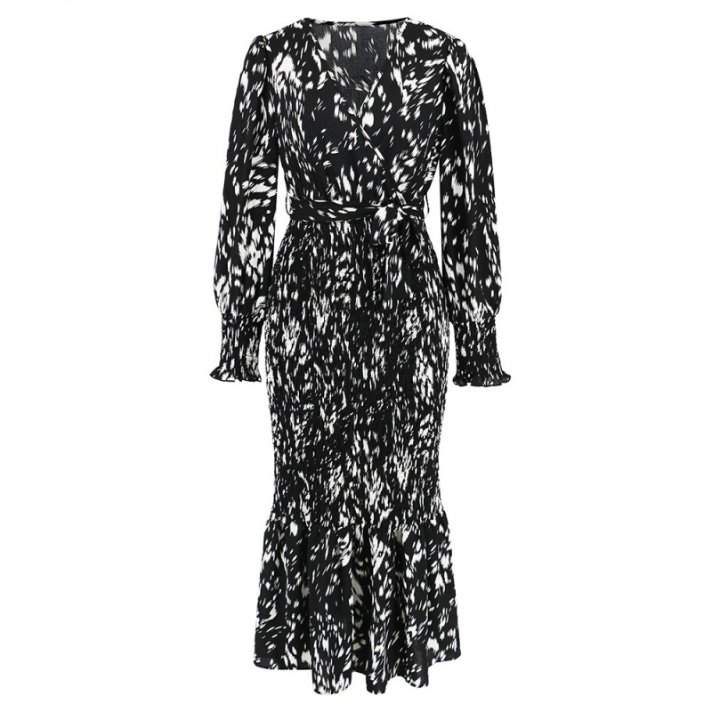 V-neck Printed Dress