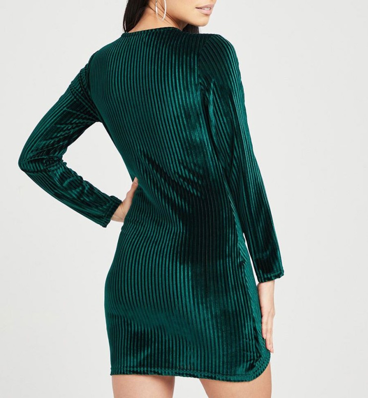 V-neck Clean Color Dress