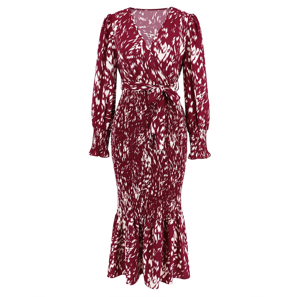 V-neck Printed Dress