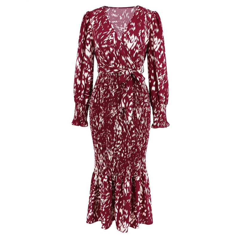 V-neck Printed Dress
