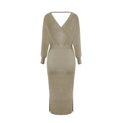V-neck Knitted Sweater Dress