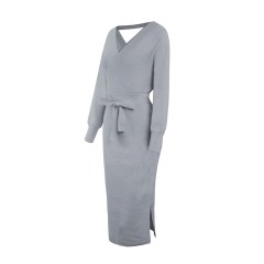 V-neck Knitted Sweater Dress