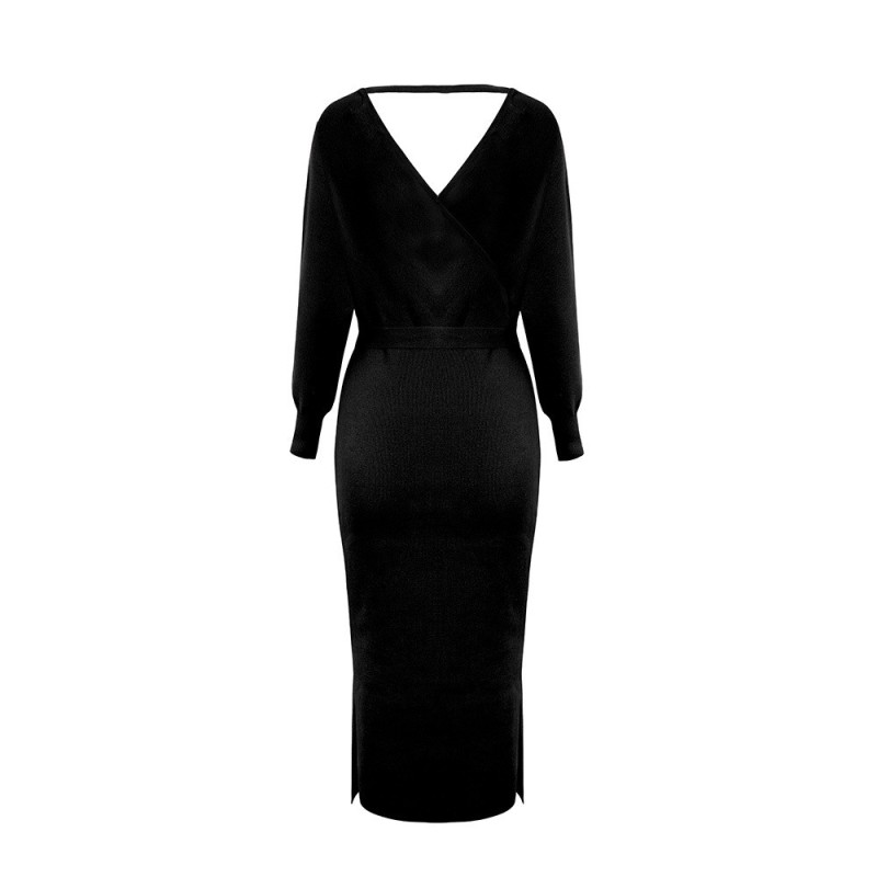 V-neck Knitted Sweater Dress