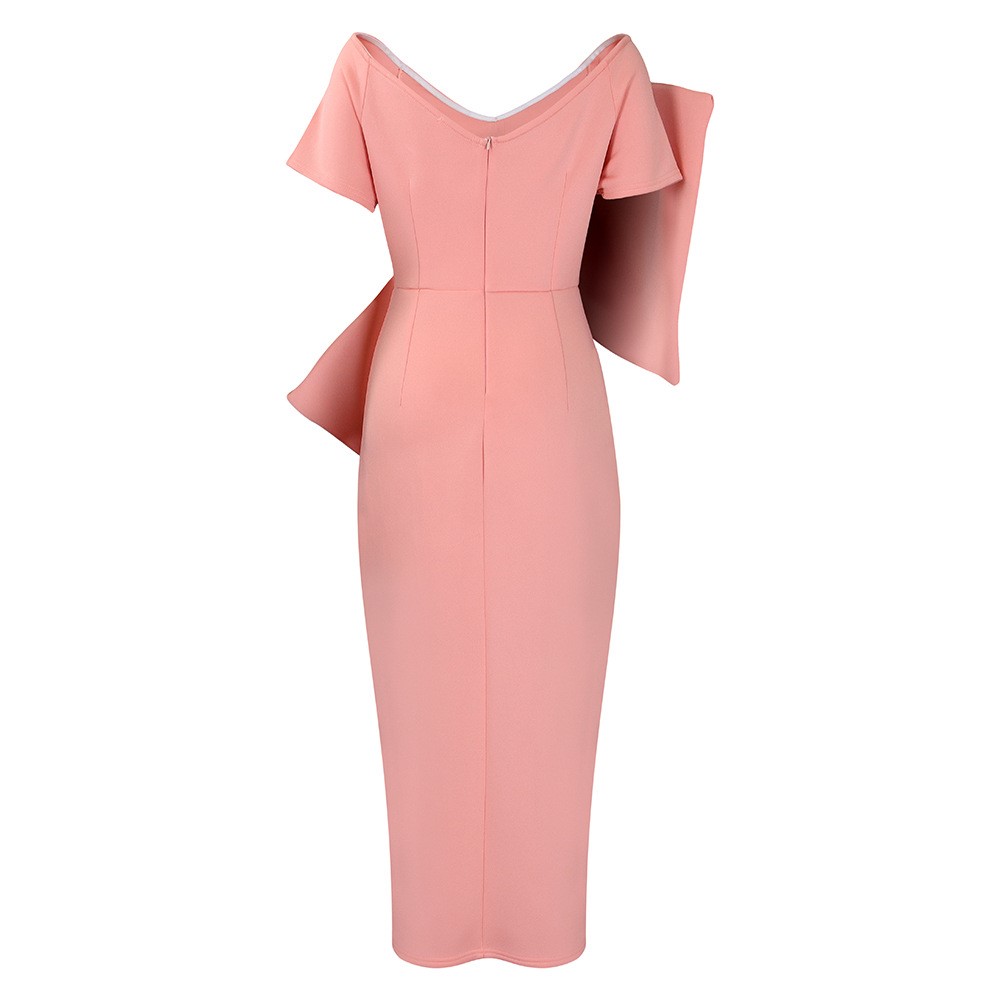 Big Bow Split Hip Wrap Dress