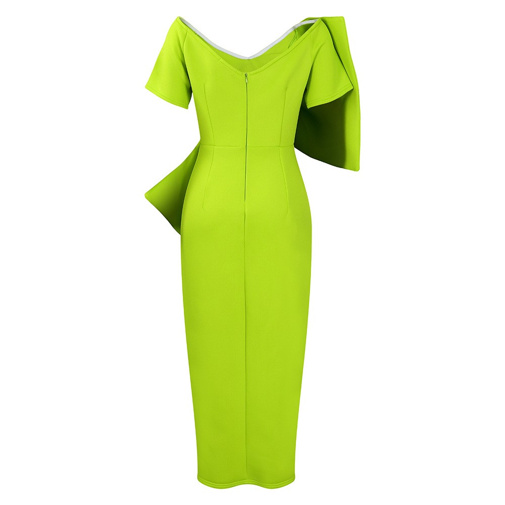 Big Bow Split Hip Wrap Dress