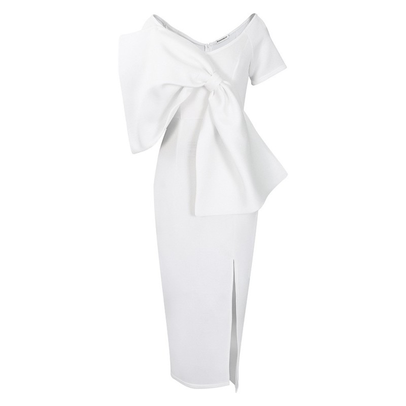 Big Bow Split Hip Wrap Dress