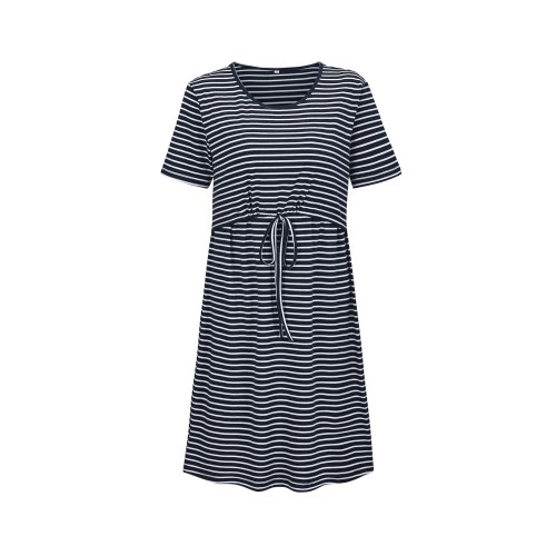 Striped Multifunctional Short Sleeved Dress