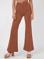 Solid Corduroy Flare Pants