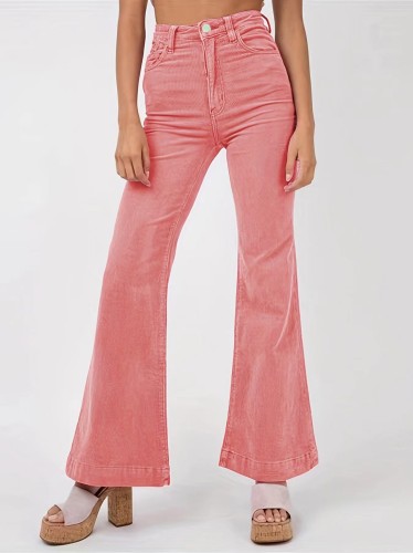 Solid Corduroy Flare Pants