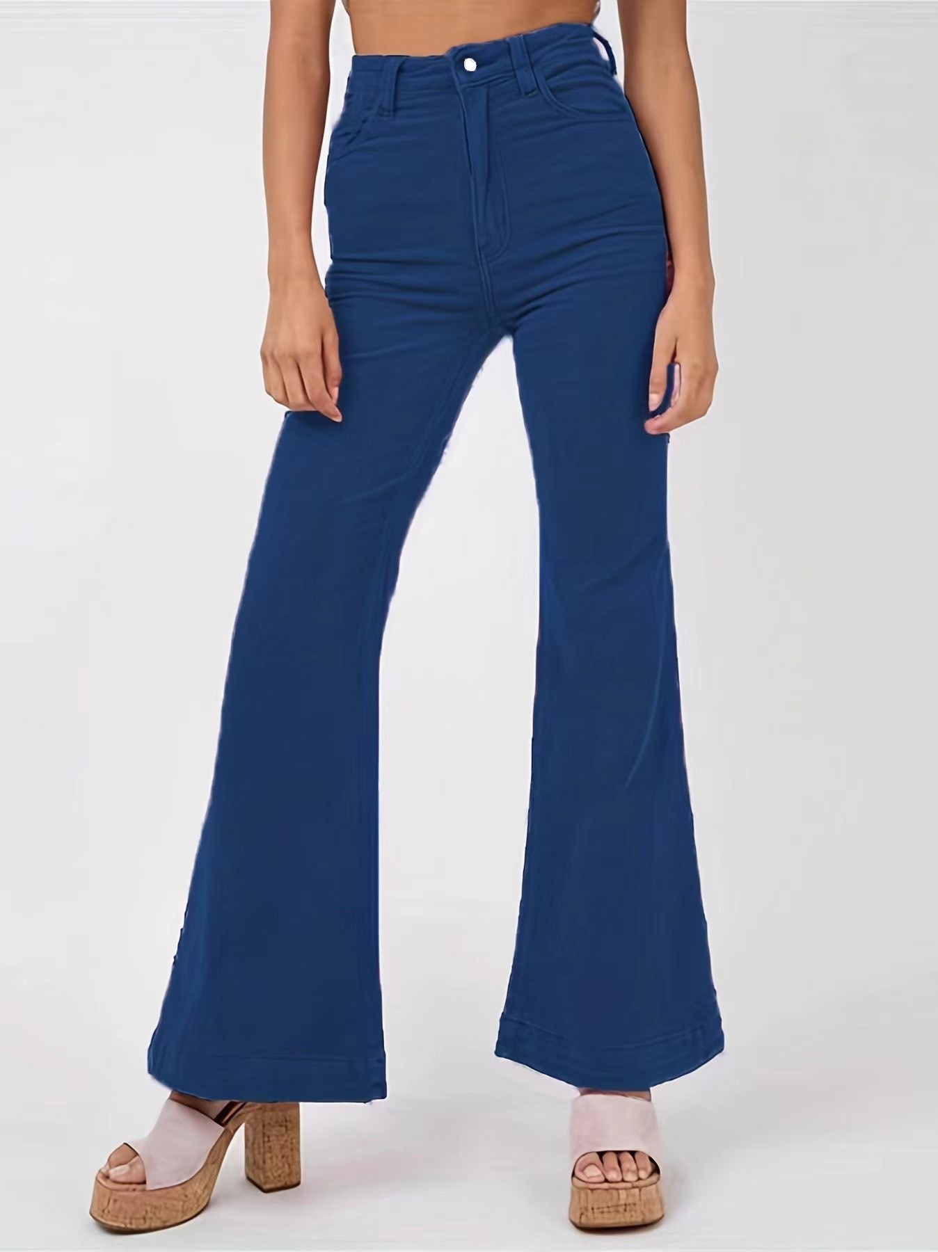 Solid Corduroy Flare Pants