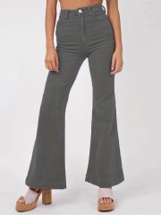 Solid Corduroy Flare Pants