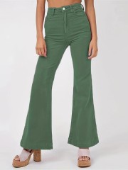 Solid Corduroy Flare Pants