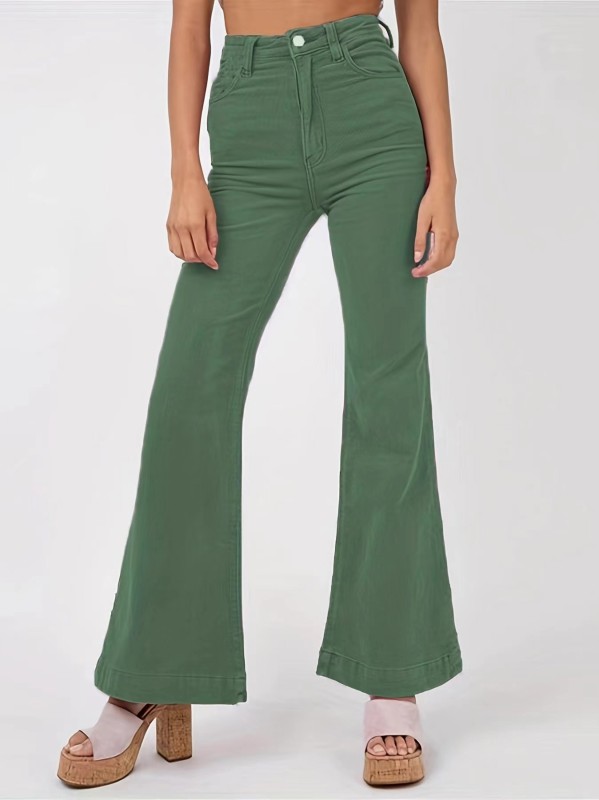 Solid Corduroy Flare Pants