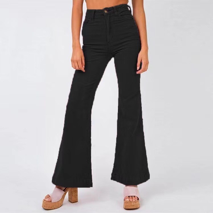 Solid Corduroy Flare Pants