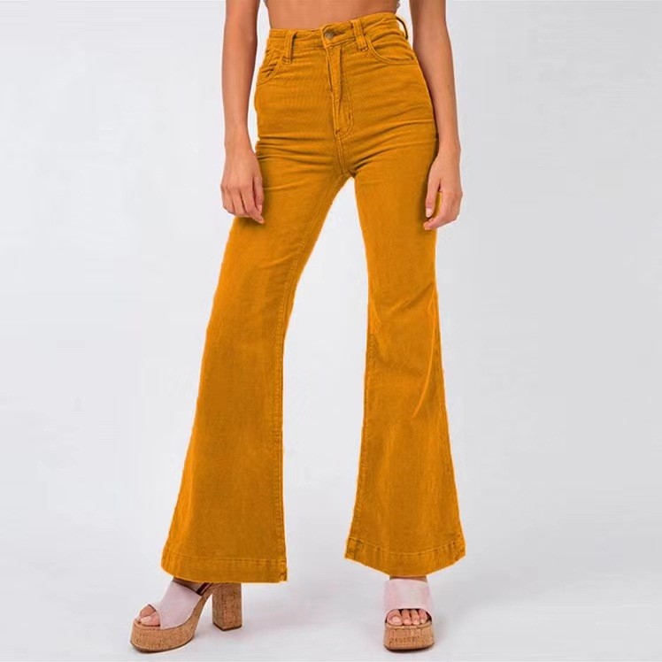Solid Corduroy Flare Pants