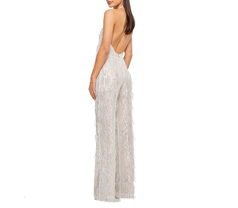 Deep V-neck Tassel Jumpsuit