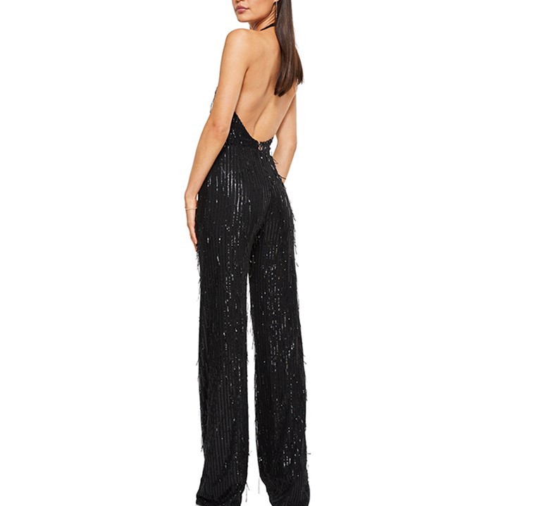 Deep V-neck Tassel Jumpsuit