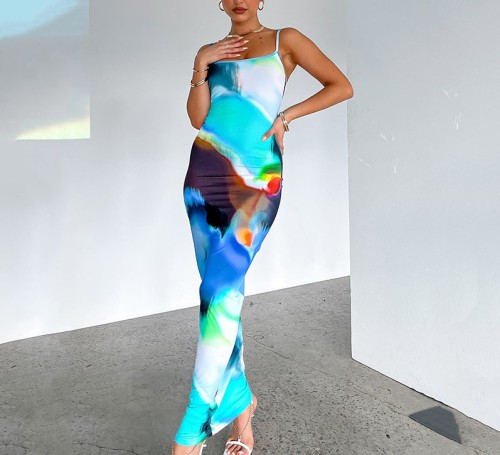 Printed Strapless Dress
