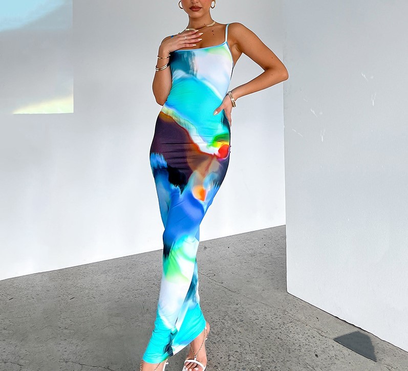 Printed Strapless Dress