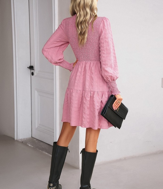 Solid Color Long Sleeved Dress