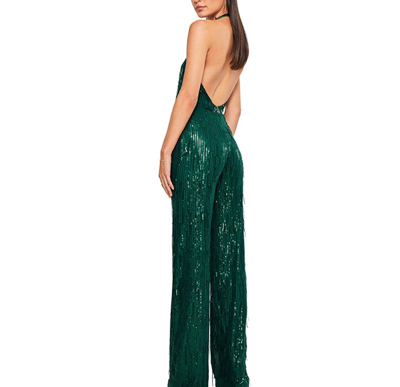 Deep V-neck Tassel Jumpsuit