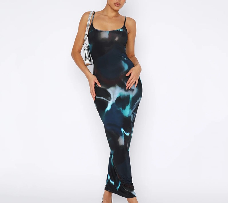 Printed Strapless Dress