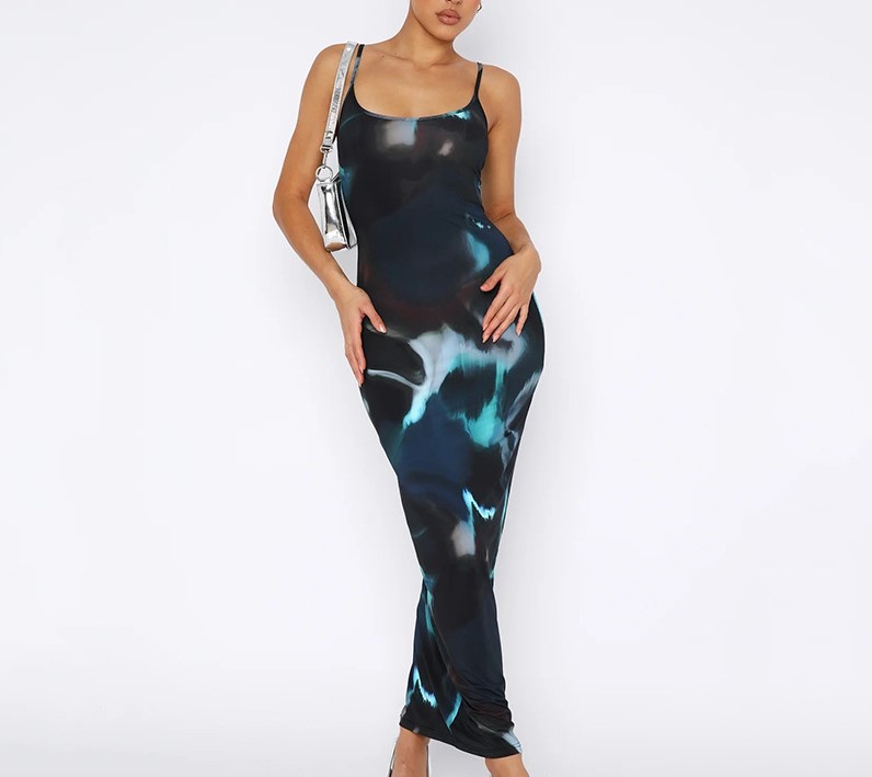 Printed Strapless Dress