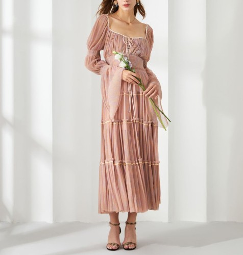 Solid Sequin One Line Neck Dress