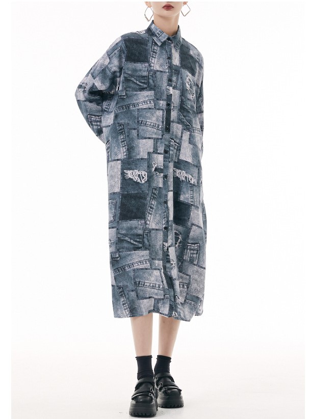 Vintage Tie Dyed Split Shirt Dress