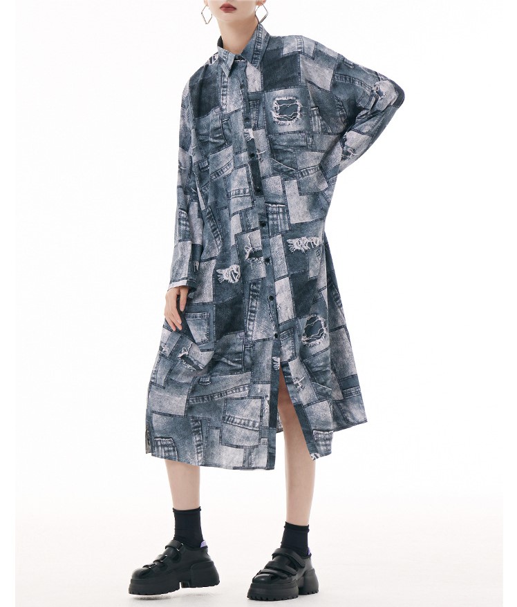 Vintage Tie Dyed Split Shirt Dress