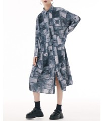 Vintage Tie Dyed Split Shirt Dress
