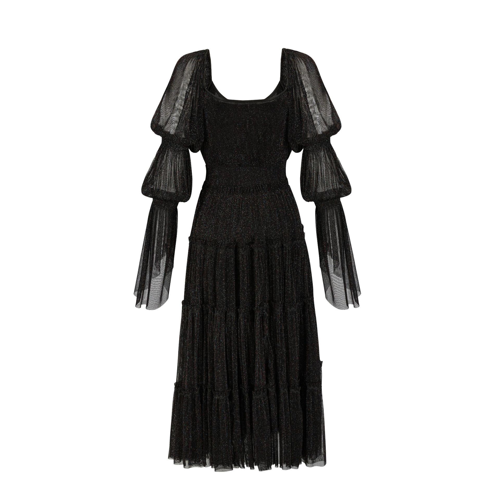 Solid Sequin One Line Neck Dress