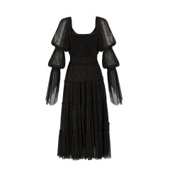 Solid Sequin One Line Neck Dress
