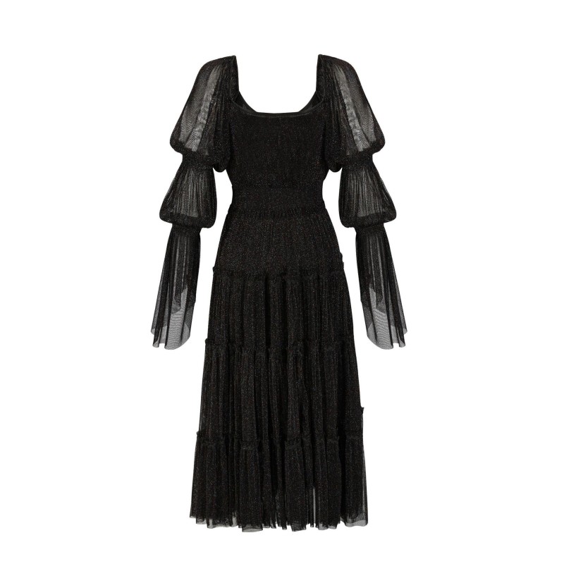 Solid Sequin One Line Neck Dress