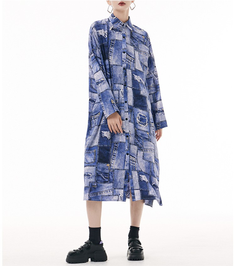 Vintage Tie Dyed Split Shirt Dress