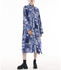 Vintage Tie Dyed Split Shirt Dress