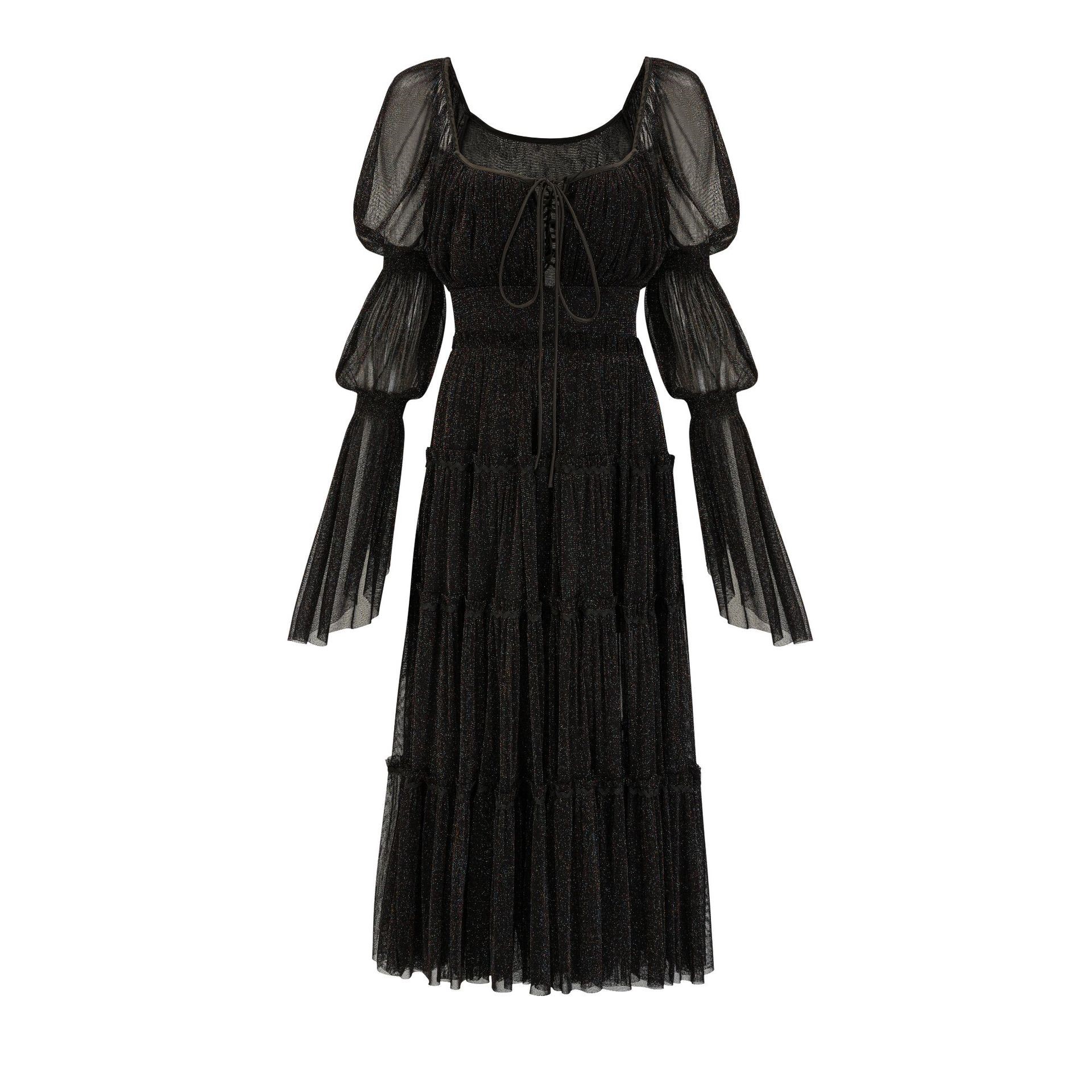 Solid Sequin One Line Neck Dress