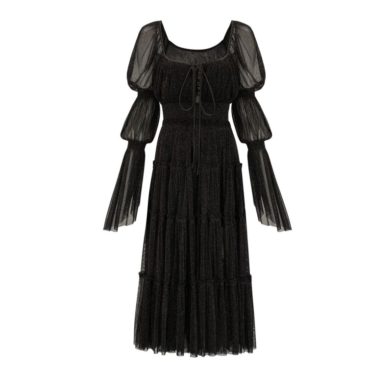 Solid Sequin One Line Neck Dress