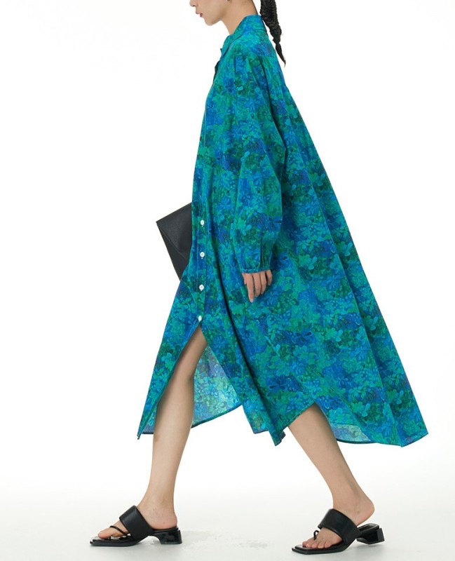 Loose Floral Shirt Dress