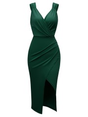 V-neck Sleeveless Dress
