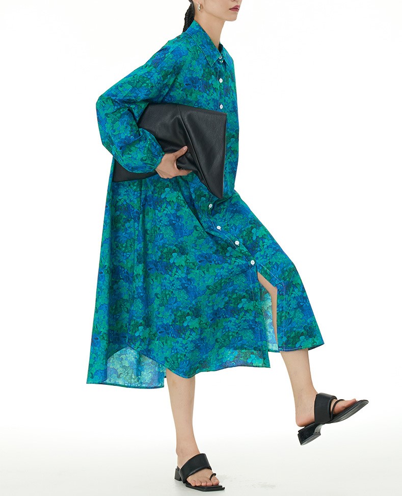 Loose Floral Shirt Dress