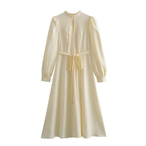 Waist Tied Long Sleeved Dress