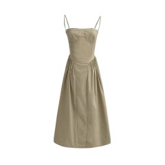 Spliced Slim Fit Slim Strap Dress