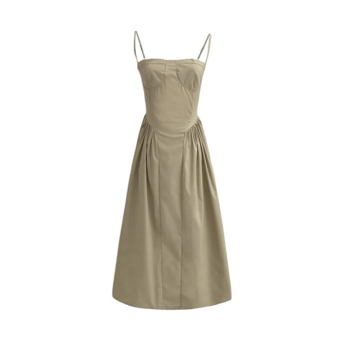 Spliced Slim Fit Slim Strap Dress