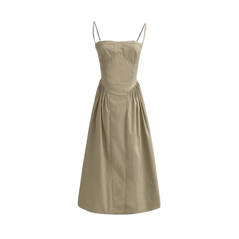 Spliced Slim Fit Slim Strap Dress