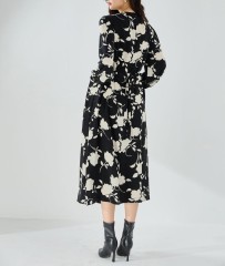 Contrast Printed Long Sleeved Dress