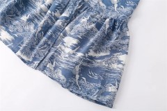 Vintage Printed Drawstring Dress